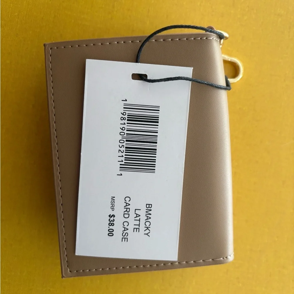 Steve Madden Brown Mini Wallet Keychain with Gold Hardware